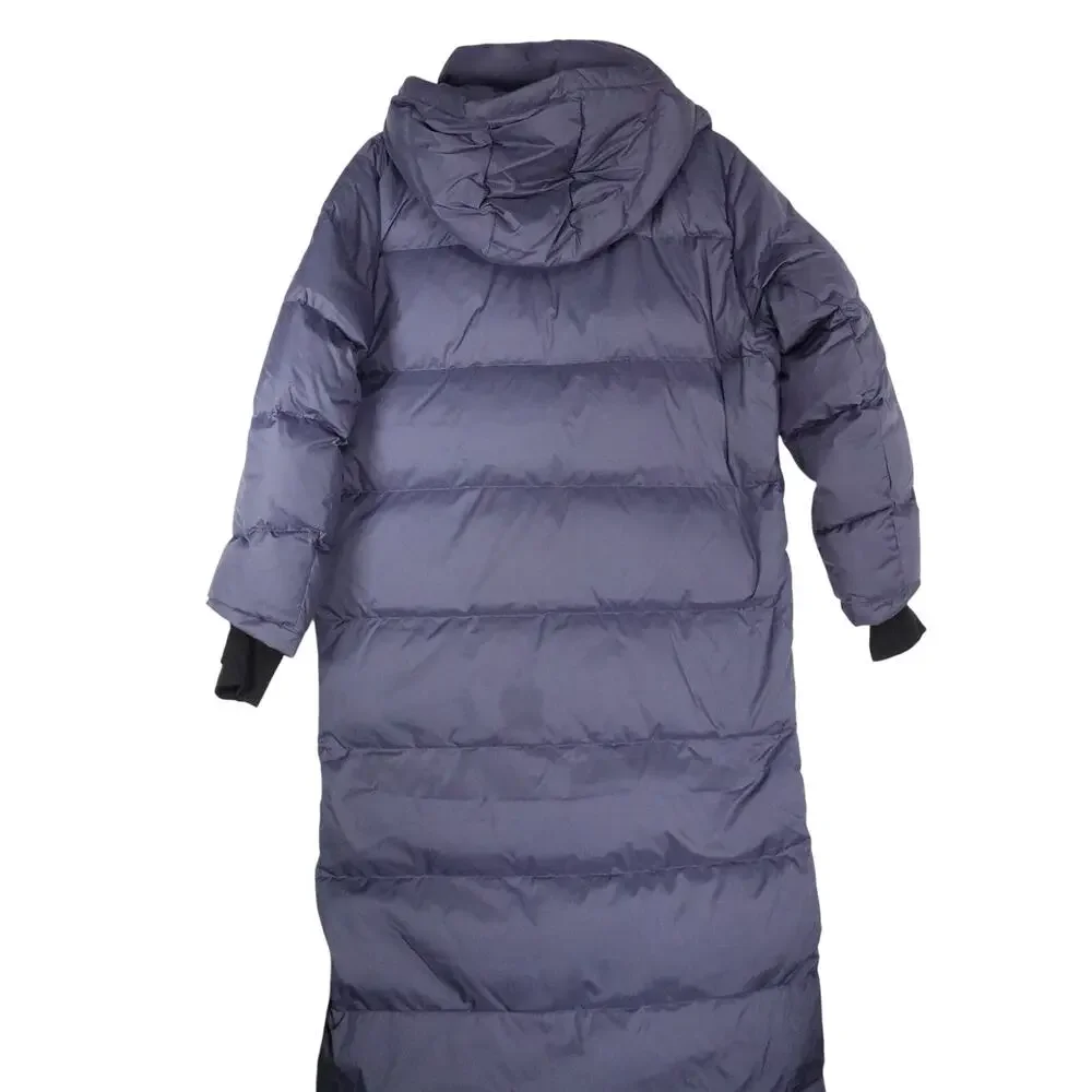 Quince Women's Medium Responsible Down Long Puffer Coat Storm Blue Preppy